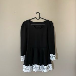Full sleeve peplum flared top with Lace